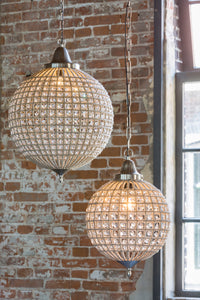 Crystal & Nickel Globe Pendant -  CLEARANCE