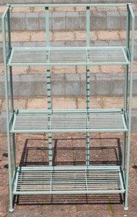 Folding indoor or outdoor shelving, blue painted and perfect storage inside or in your garden or conservatory for plants etc.