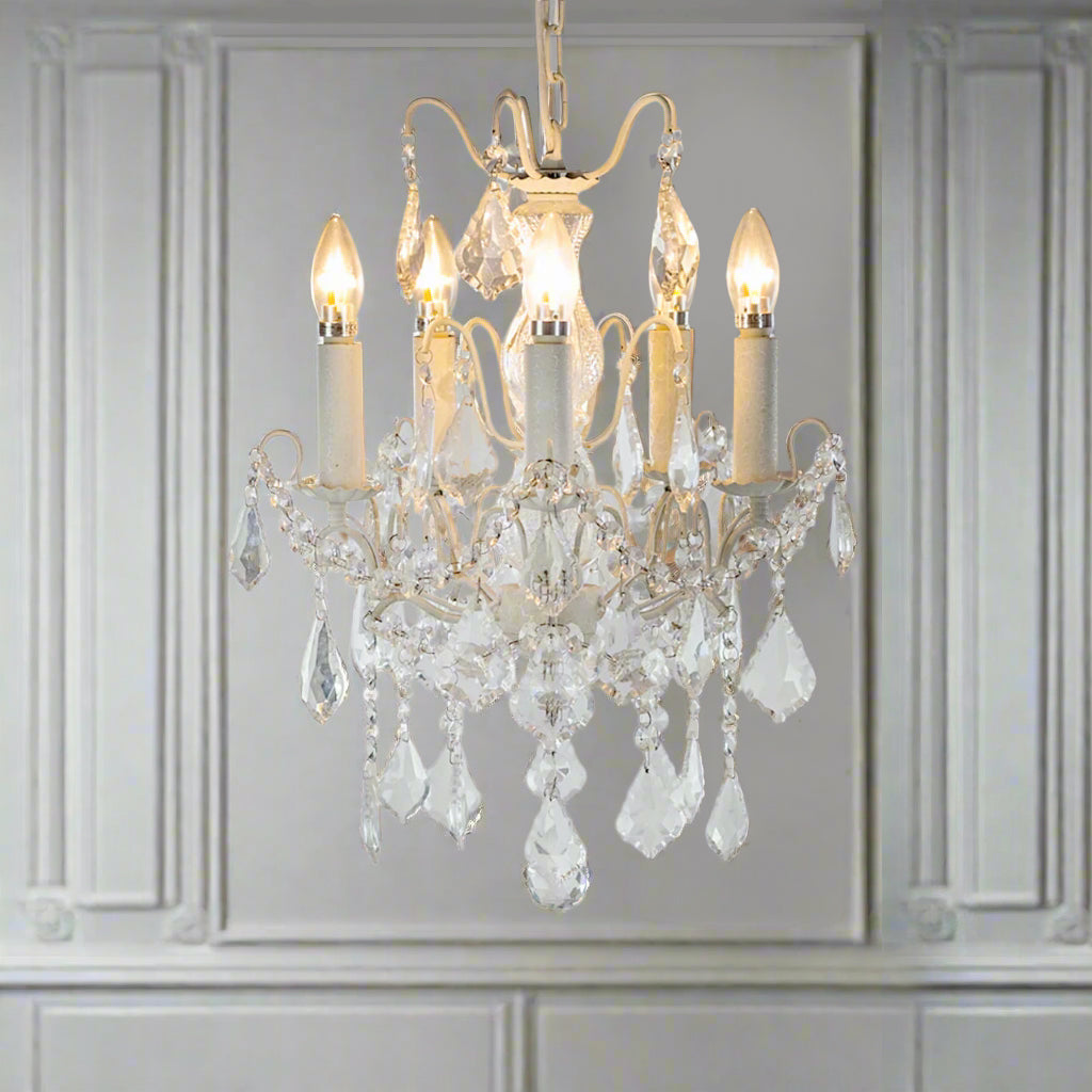 Crystal Chandelier French White Five Arm