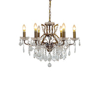 Crystal Six Arm Bronze Chandelier