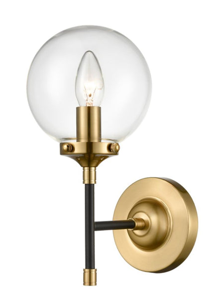 Brushed Brass & Ribbed Glass Wall Light