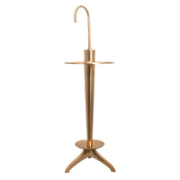 A tall, sleek wooden lamp base with a large black linen shade. An unusual, stunningly shaped lamp, a natural, statement light for your home. Perfect to light your hall on a wooden console table or on a side table in your living room to add mood lighting. 
H: 78 cm D: 54 cm