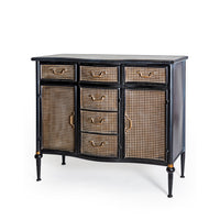 Black Metal Rattan Sideboard