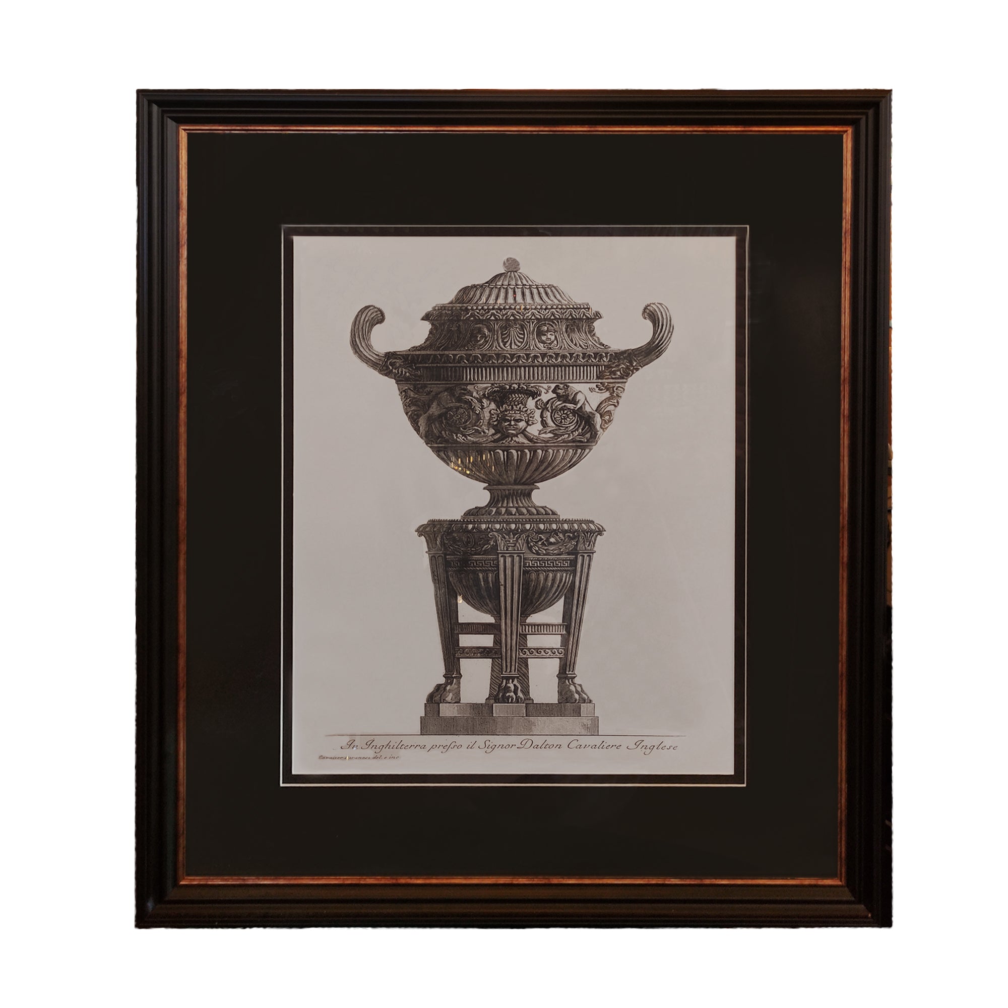 Black Framed Antique Wall Vase Print 74 cm