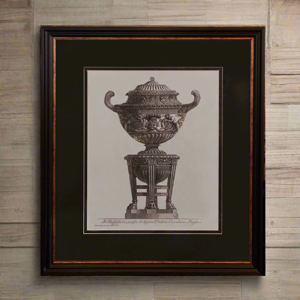Black Framed Antique Wall Vase Print 74 cm