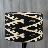 Black texturd Ikat lamp shade.
