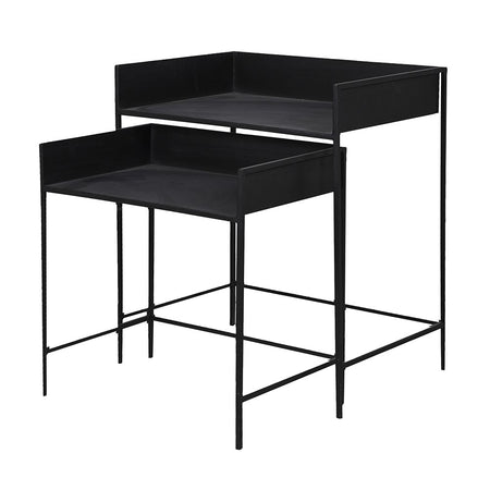 Black Metal Desk With Metal Rattan drawers - 122cm