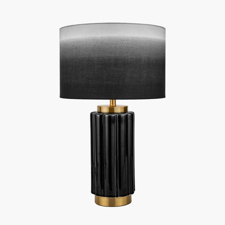 Round Ceramic Lamp with Grey Shade 70 cm