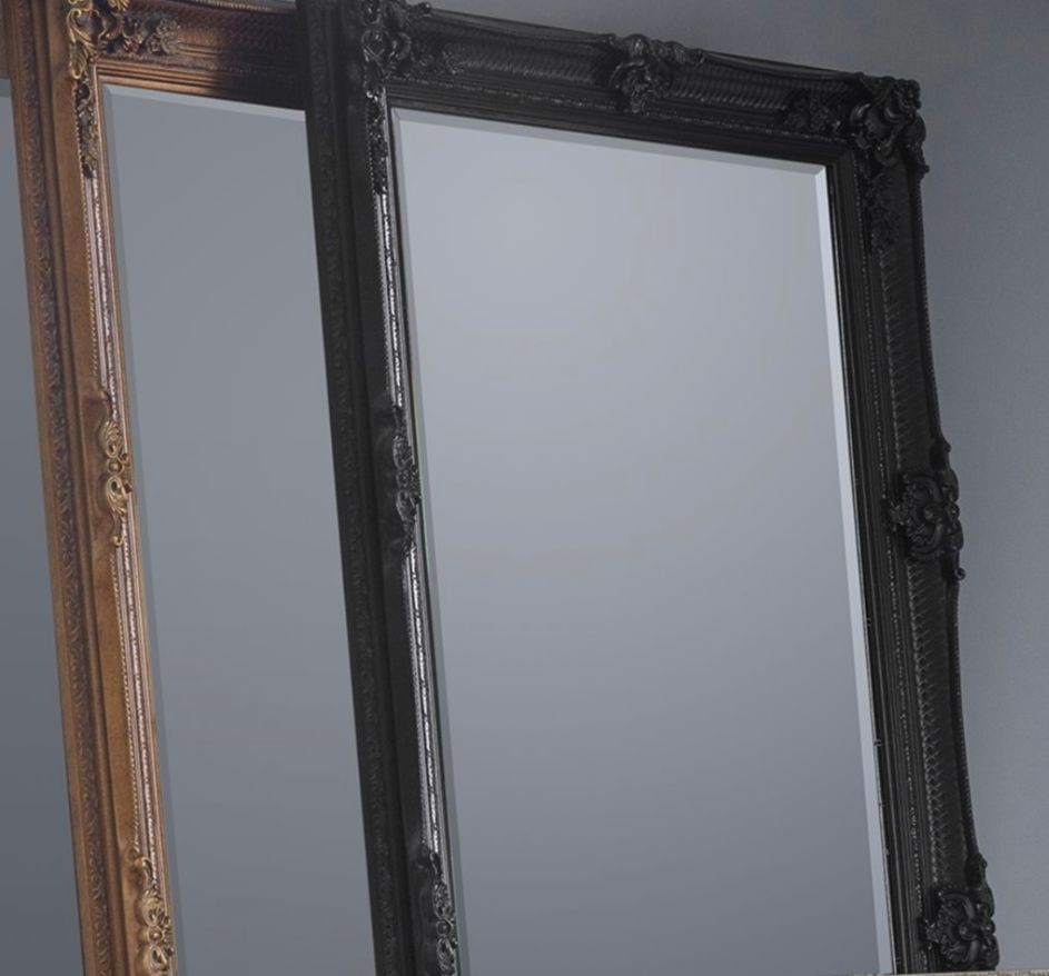 Ornate Black Roccoco Mirror 165 cm x 79 cm