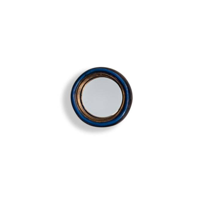 Blue mini, deep framed convex mirror.  Fabulous as an arrangement and fun to create your own wall art.  Adding accent piece interest to your walls.