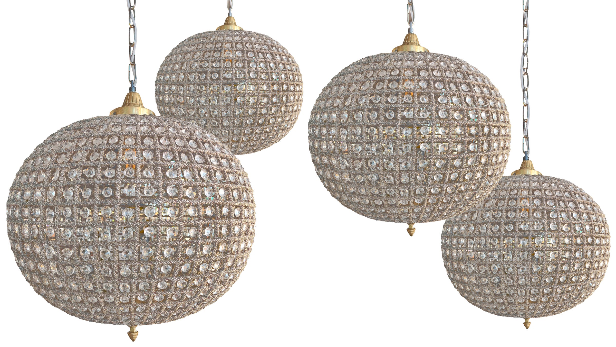 Extra Large Brass Crystal Globe Chandelier