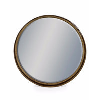 Bronze round mirror with a deep gilt frame, 31 cm diameter, ideal for wall decor in home and garden settings.