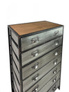 Brushed Steel Industrial Cabinet -7 Drawer Metal - 105cm REDUCED