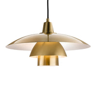 Scandi style pendant featuring brushed brass metalwork and black cable. It is a modern, very stylist and ideal for living rooms, bedrooms and kitchens.