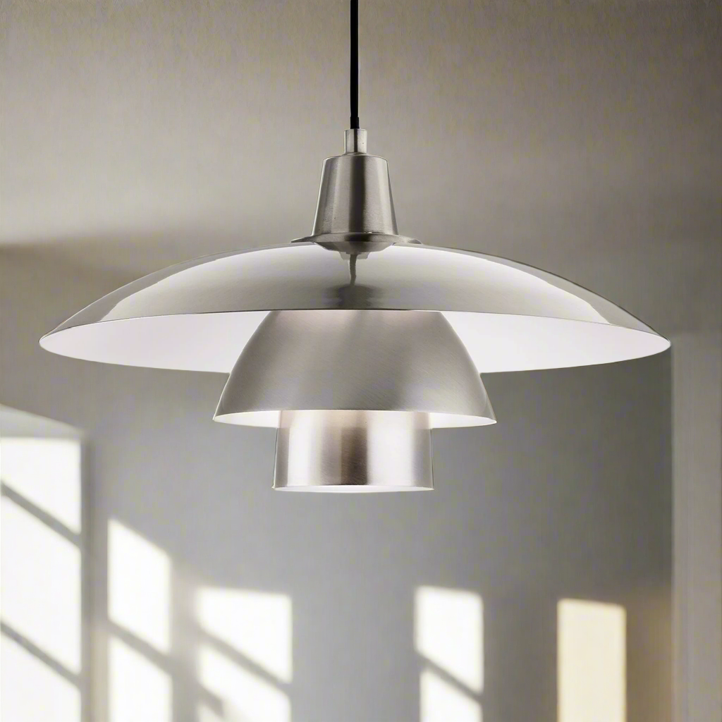 Brushed Steel Metal Tiered Pendant
