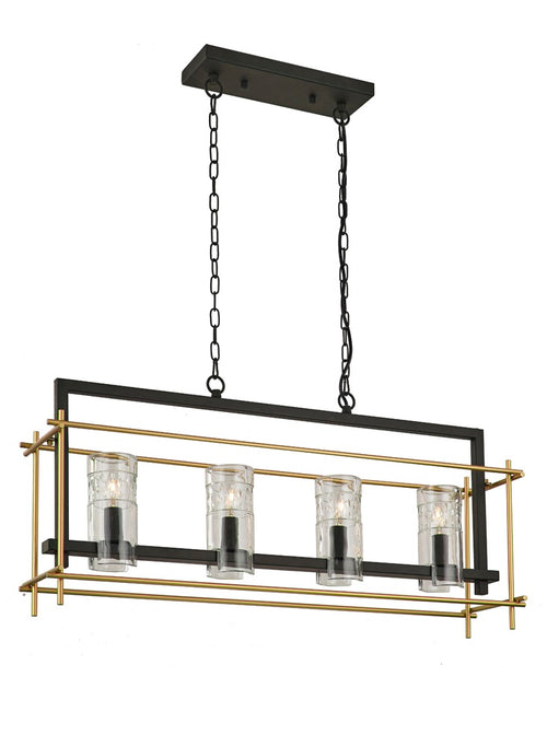 Black & Gold Caged 4 Light Pendant