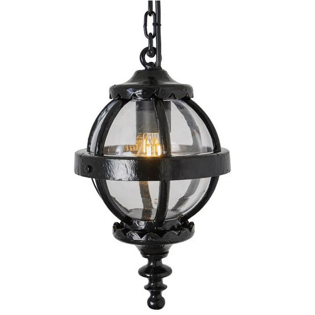 A traditional Victorian globe light made from cast iron. This classic and unique design will instantly lift an outdoor area giving it the authentic vintage look.  Designed to a very high specification of IP67, this outdoor globe lantern light is made to sustain any weather type from raging storms, high winds to salty air.  Anti-rust and anti-corrosion, this is a hardy high end quality porch light that is made to last.