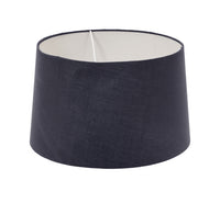 Charcoal Lamp Shade with white inner. A very versatile coloured lampshade that comes in a variety or sizes. Lampshades are a great way to update you favourite lamp. These shades are really good quality made in linen and will complement any interior adding cosy atmospheric lighting.  The beauty of a lampshade in this colour is that it works so well with any type and fabrication of lampbase, wooden, iron or ceramic this shade is going to work well. Check out our website for other shades.
H: 24 m W: 34