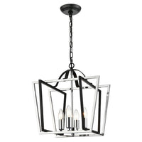 Chrome and black open four light lantern. Statement light which will be a stylish focus in any room. The ultimate hall lantern, a contemporary take on the classic lantern look. For the hall, living room or on a landing a real statement in your home.
