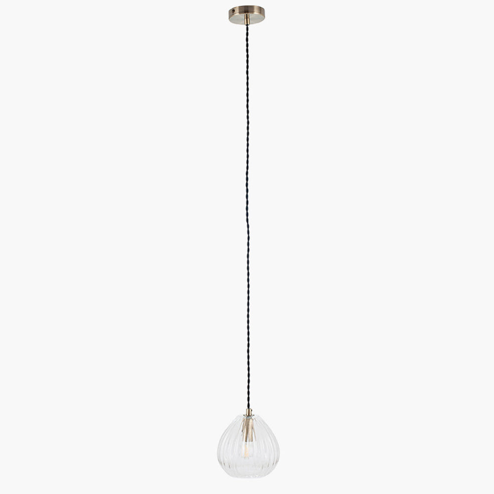 Small Ribbed Glass Pendant Light