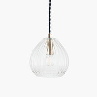 Small Ribbed Glass Pendant Light