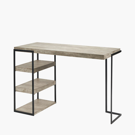 Black Solid Oak Desk With A Smoked Glass Top - 100cm