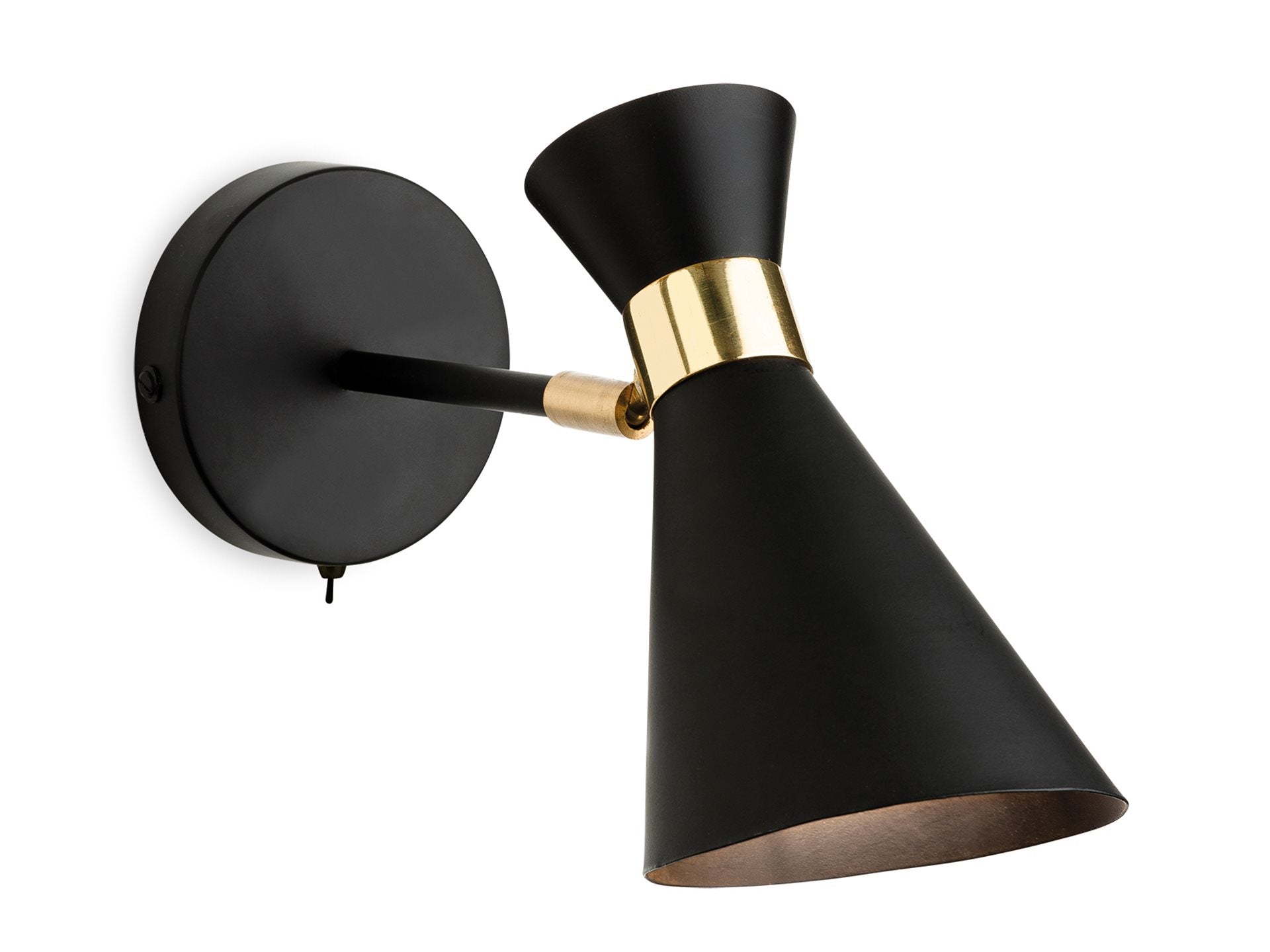 Conical Matt Black & Brass Wall Light