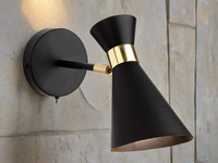Conical Matt Black & Brass Wall Light