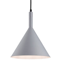 Conical metal pendant with gold / white inner.
Available in four colours: