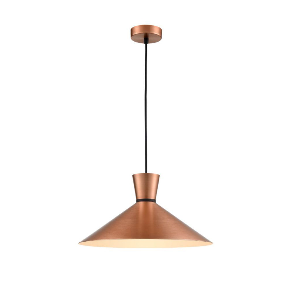 Wide copper metal pendant with white inner. Perfect kitchen island lights, stunning copper colour with a cream inner. A contemporary look for a modern home.