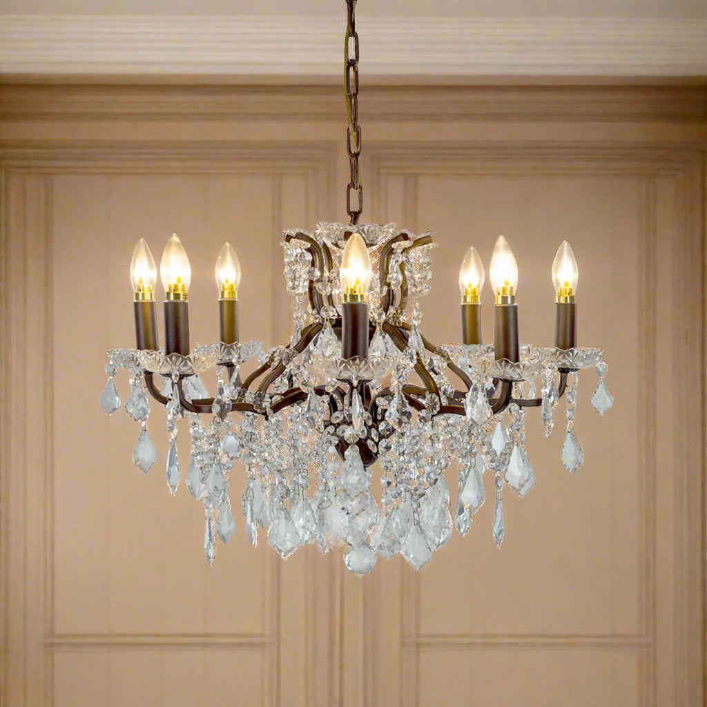 Crystal Chandelier Bronze Eight Arm