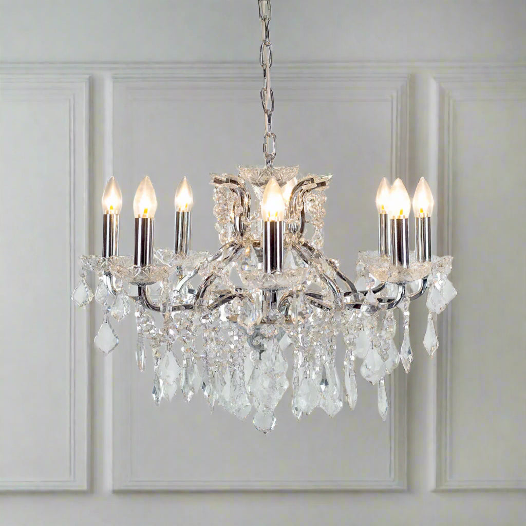 Crystal Chandelier Chrome Eight Arm