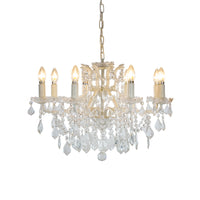 Crystal Chandelier White Eight Arm