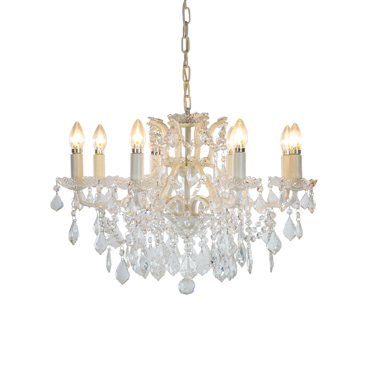 Crystal Chandelier White Eight Arm