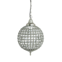 Crystal & Nickel Globe Pendant -  CLEARANCE