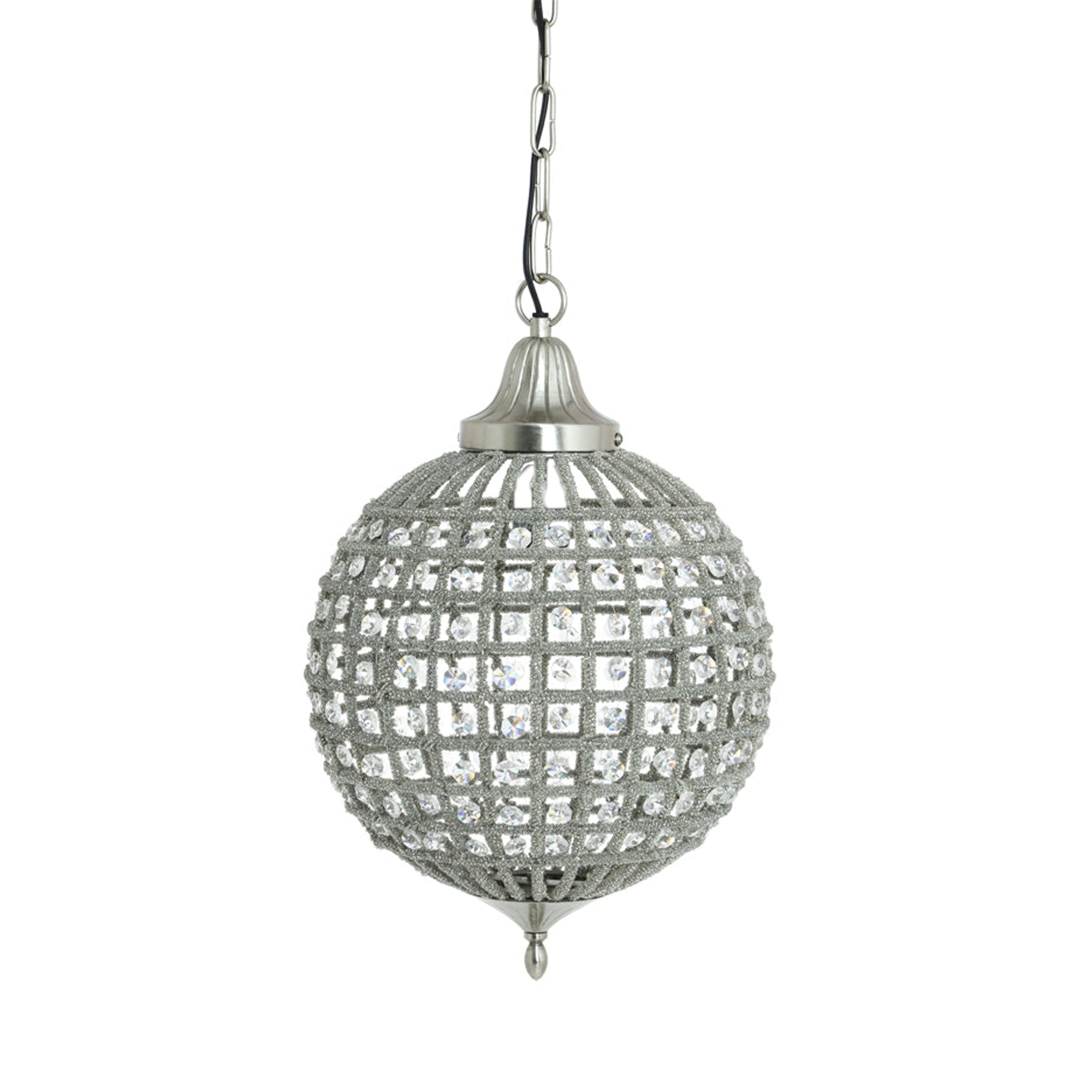Crystal & Nickel Globe Pendant -  CLEARANCE