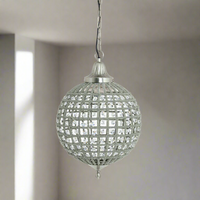 Crystal & Nickel Globe Pendant -  CLEARANCE