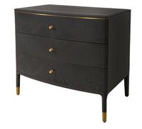 This stylish chest of drawers features a dark grey finish with great wood texture for a unique look. It is complemented by elegant brass handles and brushed gold feet.
It has three deep drawers with plenty of storage. The classic design pairs beautifully with modern and traditional decor, making it perfect for any interior design style adding a touch of luxury to any room.