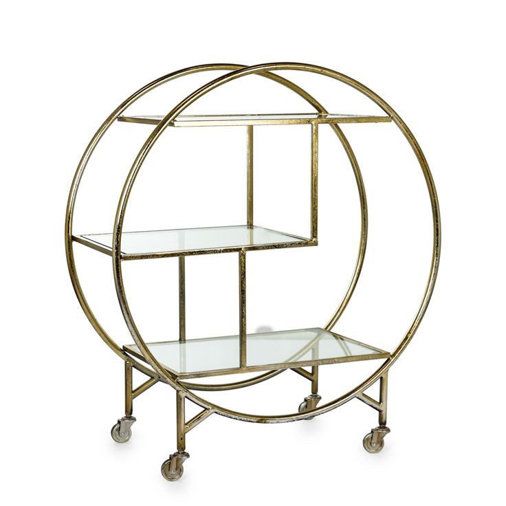 Drinks Trolley Silver- Mirrored Shelves