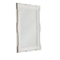 A large classic ornate white mirror to fill a entire wall and bring light and space into a room. Heavy, decorative famed 'Louis' style mirror.