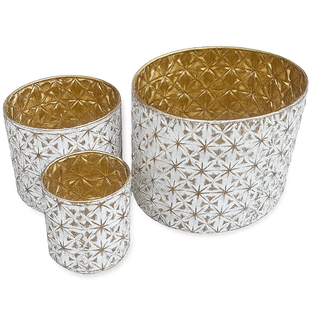Festive White & Gold Metal Containers