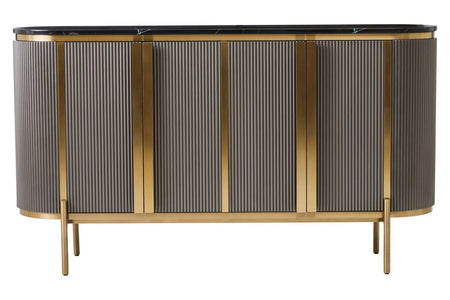 Industrial Metal and Ribbed Glass Cabinet 111 cm