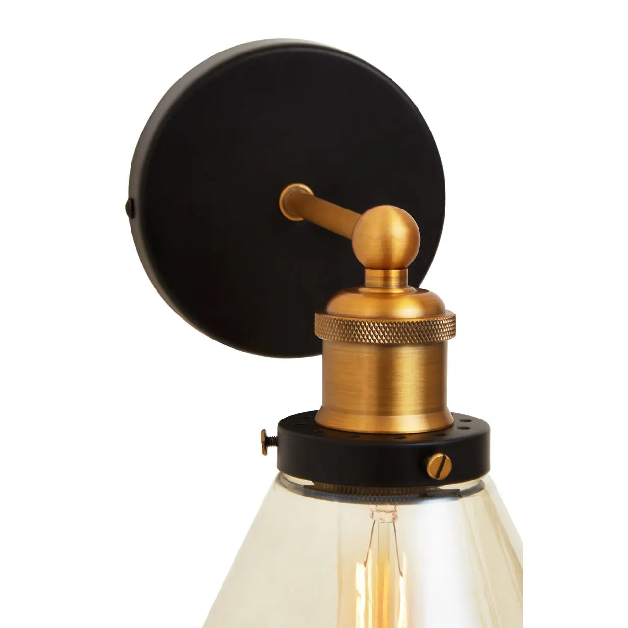 Glass Shade Wall Light Black and Gold