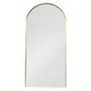 Gold arched mirror with a slimline profile.  Contemporary, sleek, minimalist mirror.  Tall and wide a perfect full length dressing mirror or statement to make on any wall.