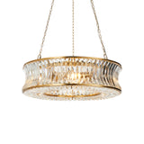 Luxurious crystal and gilt chandelier, decorative facted crystal.