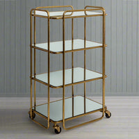 Drinks Trolley Gilt Metal Four Shelves