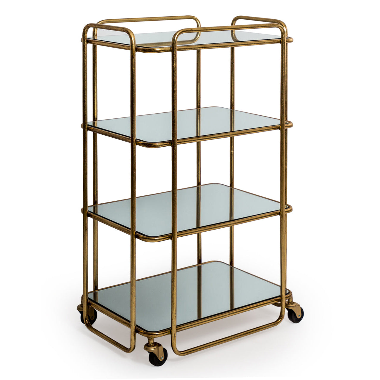 Drinks Trolley Gilt Metal Four Shelves