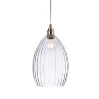 Antique Brass & Ribbed Glass Pendant Light