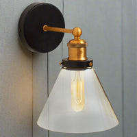 Glass Shade Wall Light Black and Gold