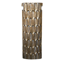 Tall brass coloured umbrella stand, a really chic item for your hallway.